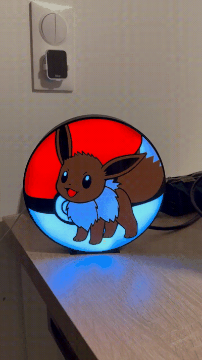 light eevee evoli pokemon pokeball led box boite lumiere lumineuse lamp by guillaume76620 art models lampe 3d print model - Mito3D