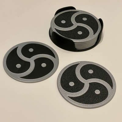 coasters stand bdsm triskelion symbol by schiko household house models holder nsfw coaster triskel 3d print model - Mito3D