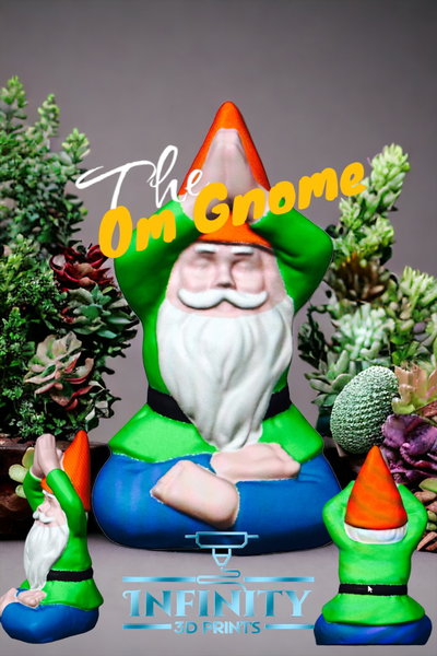 om gnomo by infinito 3d huellas dactilares miniaturas personas duende jardín magia ohm yogo paz iluminación calma relajante relajarse spa colores ams 6 lindo fácil niños plantas 3d print model - Mito3D