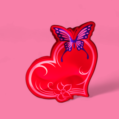 papillon cœur boite lumière by kit kat dessins art panneaux logos coeur lampe fleur valentin valentines journée l'amour lovebox boîte veilleuse led rose 3d print model - Mito3D