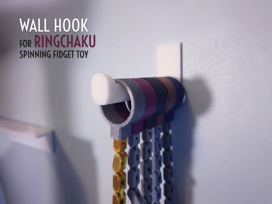 ringchaku mur crochet by jaatinen3d outils organisateurs agiter jouet fileur monter supporter afficher organisateur espace rangement pendaison cintre 3d print model - Mito3D