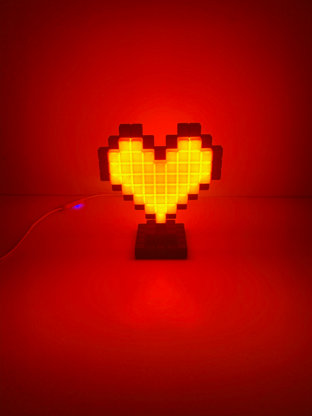 pixel heart lamp by 3dcrabclawcreations art signs & logos valentine easy light led 3D print model - Mito3D