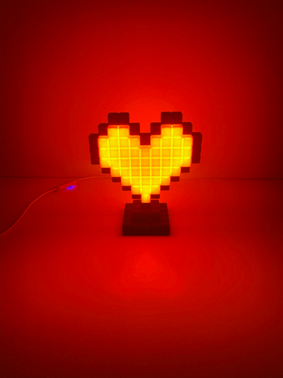 pixel heart lamp by 3dcrabclawcreations art signs & logos valentine easy light led 3d print model - Mito3D