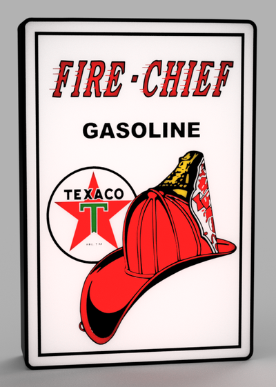 vintage texaco fogo chefe gasolina placa conduziu luminária by beeee 3d arte sinais logotipos bombeiros lâmpada led luz caixa 3d print model - Mito3D