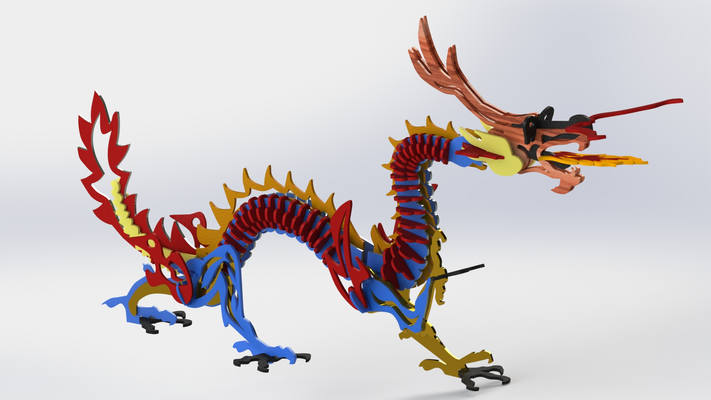 dragão 3d enigma by 3dxav brinquedos jogos quebra cabeças madeira dragonwood montagem china oriental dragão chinês 3d print model - Mito3D