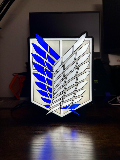 scouts regimiento caja ligera by friki genio colectivo arte señales logos explorar alas aot ataque titan on titán libertad anime erenyaeger yaeger mikasa ligero led lámpara 3d print model - Mito3D