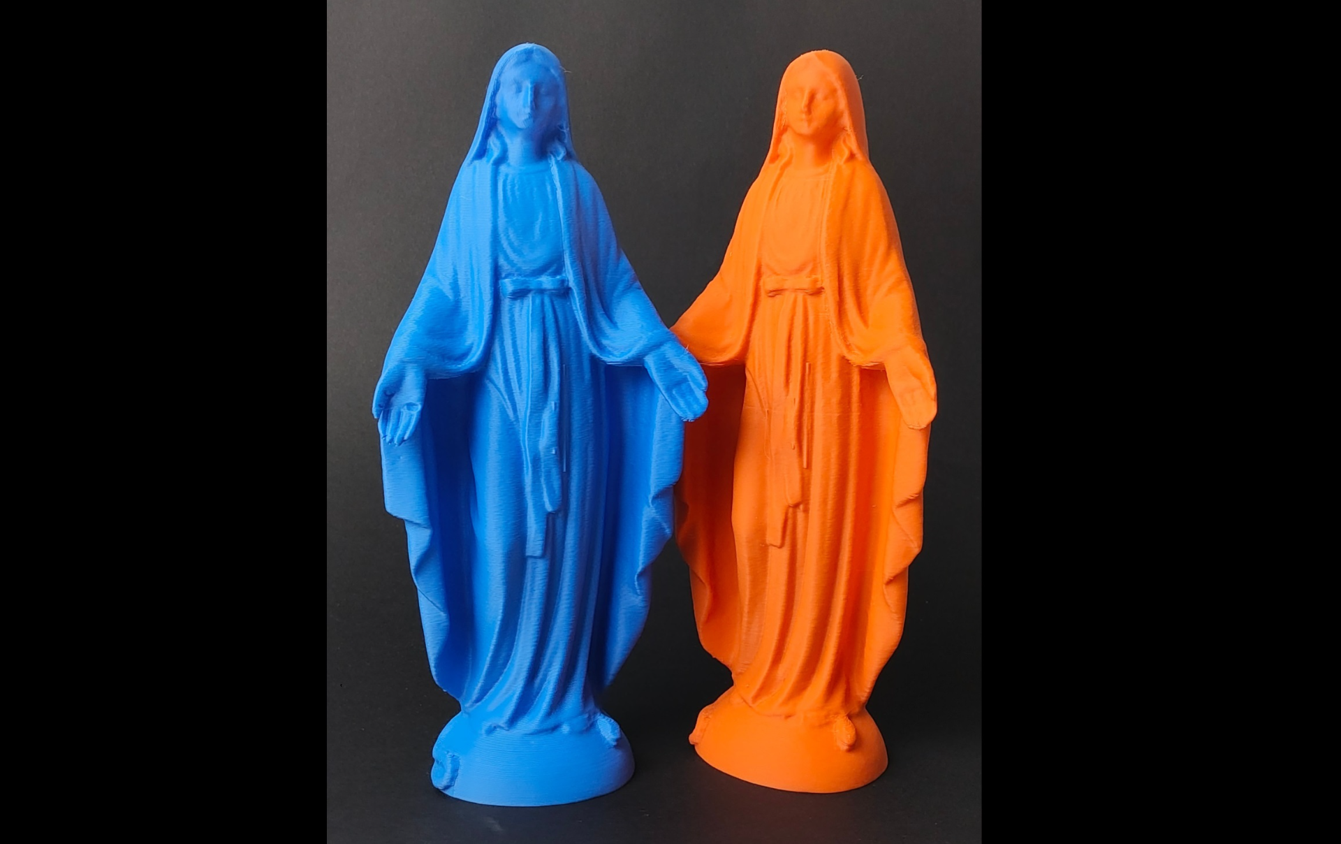 santo vergine maria 3d scansione of vero statua rielaborato poppato in colori by terminatordeux domestico arredamento natale cristo decorazione deco bibbia cristiano pop colore colorfull arancia blu francia amore grazia creatore concorso moderno sacerdote bambu a1 bambolotto mini ams 3 p1p p1s x1 x1c x1carbon noams light san valentino giorno scatola 3D print model - Mito3D