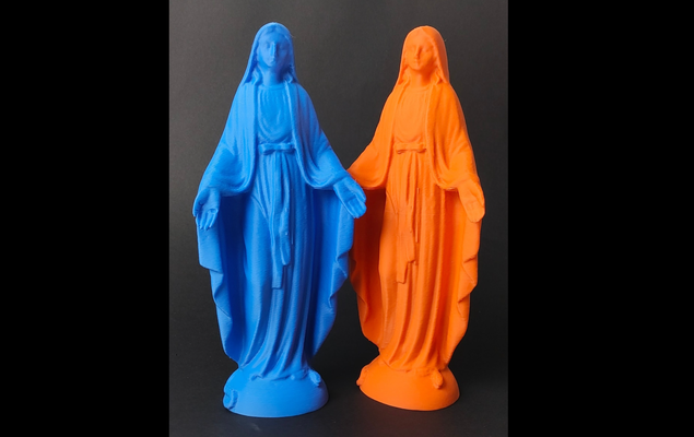 holy virgin mary 3d scan of real statue reworked poped in colors by terminatordeux household decor christmas christ decoration deco bible christian pop color colorfull orange blue france love grace creator contest modern priest bambu a1 bambulab mini ams 3 no p1p p1s x1 x1c x1carbon noams lite valentiensday valentine day box 3d print model - Mito3D