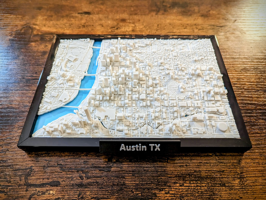 austin texas 3d miniatur by jarvijar miniaturen architektur tx usa rahmen stadtbild stadt mini geographie terrain landschaft 3d print model - Mito3D