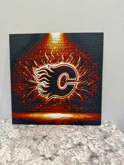 calgary flammen graffiti logo hutschmiede by kanadisch spieler generativ 3d modell lithophan nhl eishockey sport 3d print model - Mito3D