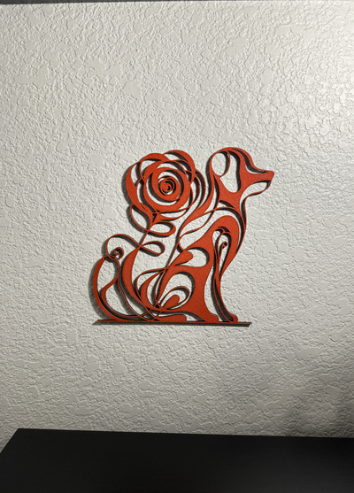 rose dog wall art decor by visions built 2d flowing a1 decoration valentines contest 3d print model - Mito3D