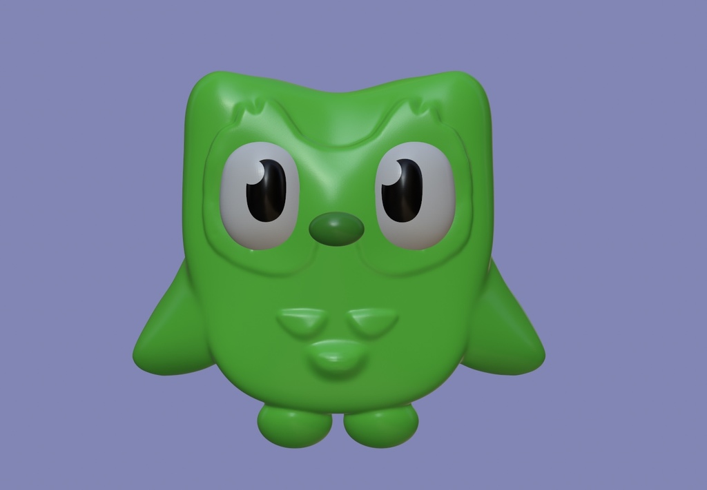 duolingo hibou by ruralroots3d miniatures animaux animal oiseau oiseaux dessin animé duo duolingoowl vert chouette verte 3D print model - Mito3D