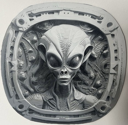 extraterrestre in cadre by donmatis art modèles forge chapeaux peinture filamentaire 3d print model - Mito3D