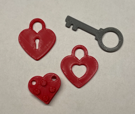 heart keychains by chemistinlab fashion jewelry valentines day key chain love keychain keyway brick lock locking box valentine necklace backpack valentine's 3d print model - Mito3D