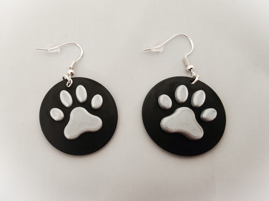 pawprint earrings by jinivus 3d fashion paw print pet tiger cat lion pendant jewelery jewellery keychian keyring pettag necklace jewelry animal 3d print model - Mito3D