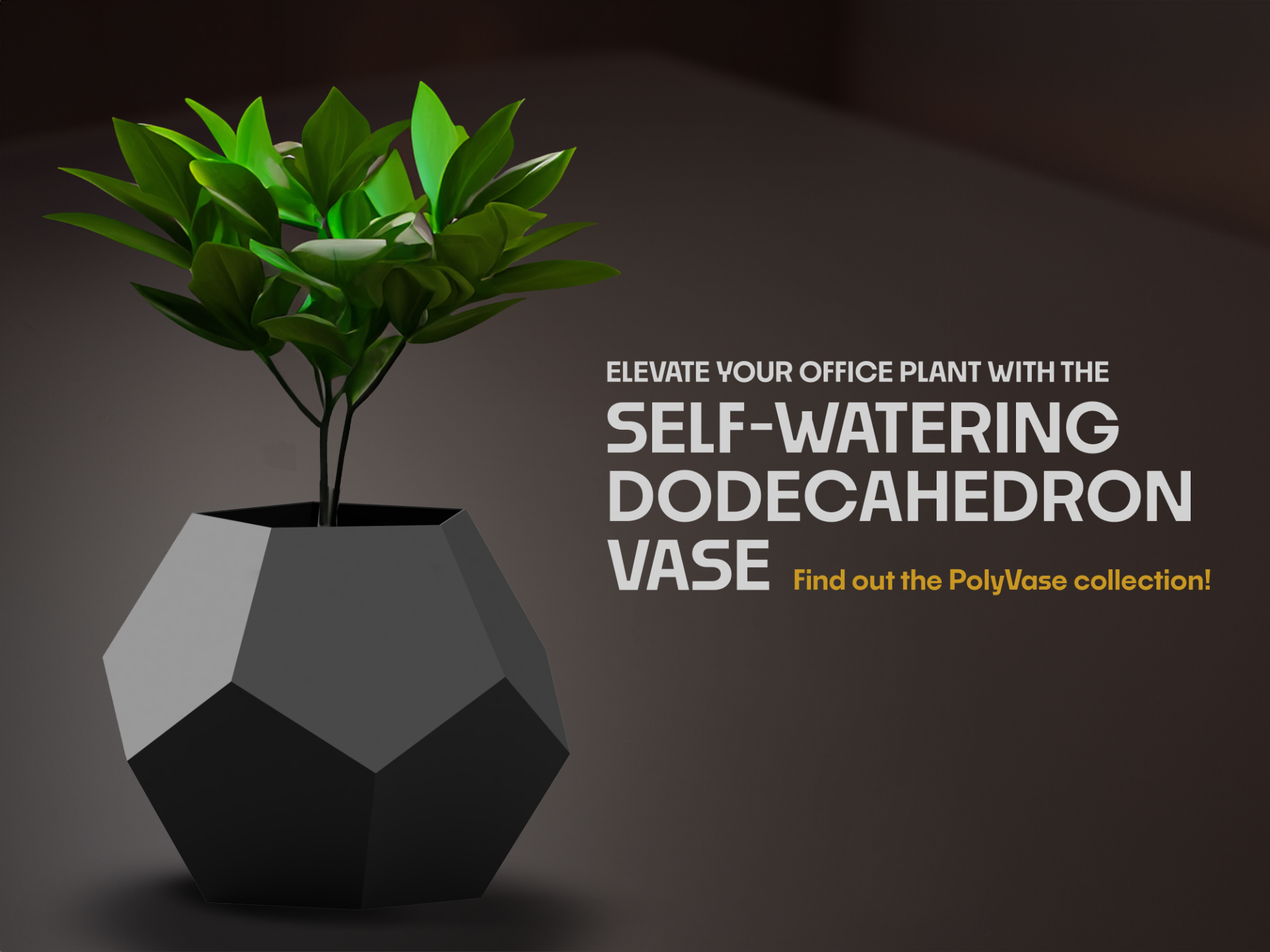 self watering florero dodecaedro by gervasi 3d casa decoración regando autorriego jardinera riego automático plantador maceta oficina planta polivase politerra diseño fácil montar impresión 3D print model - Mito3D