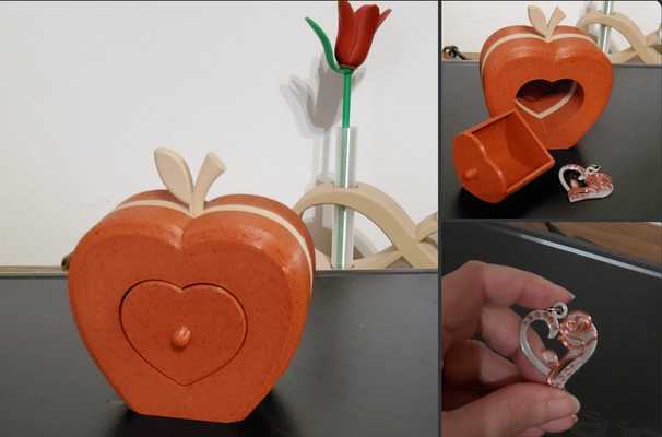 manzana joya caja corazón colgante pendiente santo valentin enamorado día by mimi hogar casa decoración moda joyería regalo cadeau madre bibelot bisutería aniversario cumpleaños coeur llavero porte clave boite profesor 3d print model - Mito3D