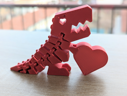 flexidina stampa in posto t rex san valentino giorno remixato by fiamma arte sculture printinplace dinosauro trex felxi flessibile 3d print model - Mito3D