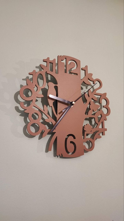 parede relógio pássaro árvore by despacho3d casa decoração reloj aparado 3d 3d print model - Mito3D