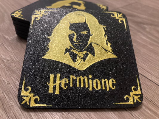 harry potier hermione coaster by yakubhroch art panneaux logos 3d print model - Mito3D