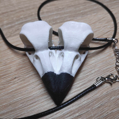 heart shaped crow skull necklace by kartonovvy fashion jewelry valentine creepy cute death valentines raven 3d print model - Mito3D