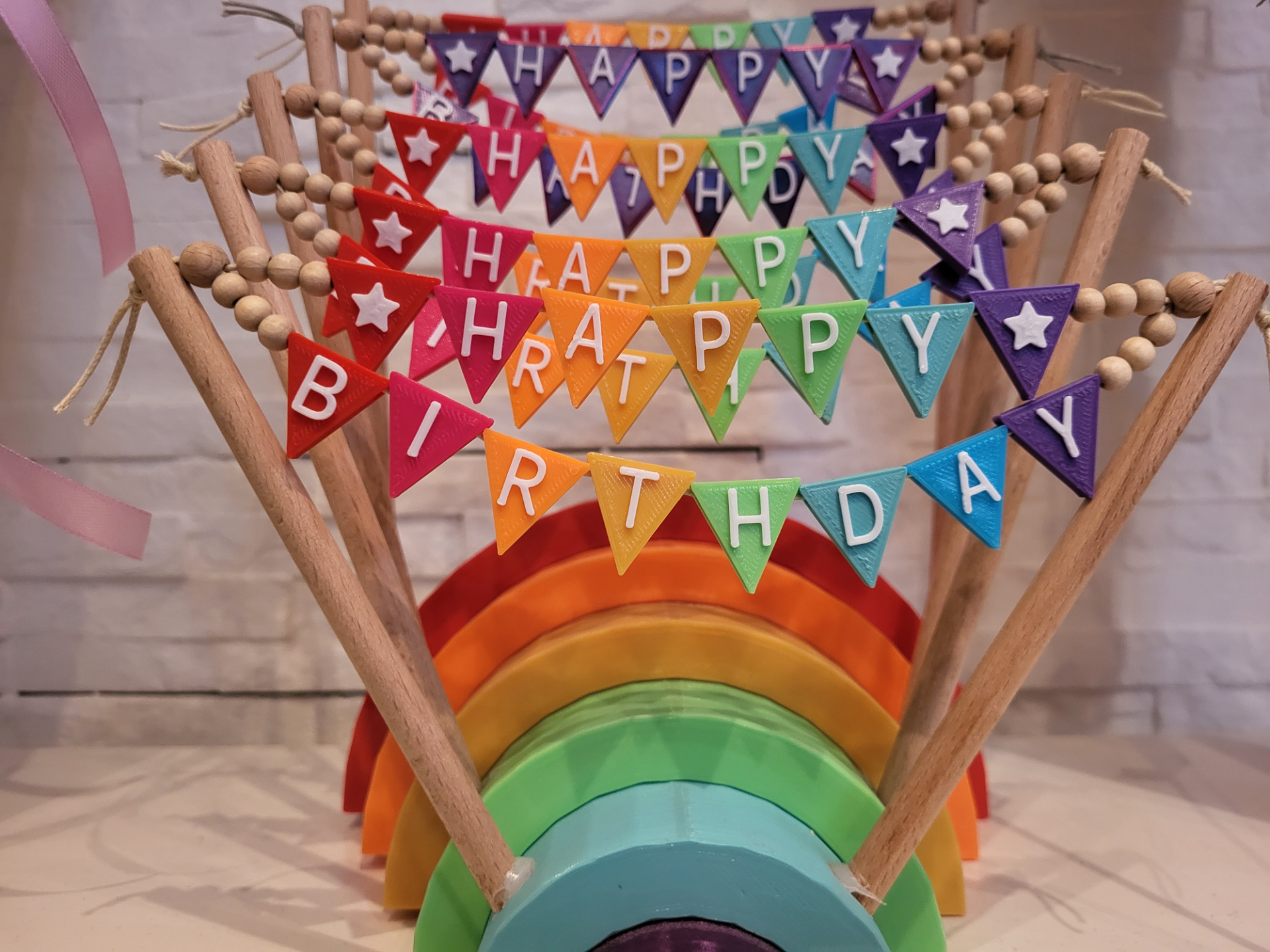 glücklich geburtstag abc ammer flagge wimpel kette wimpelkette by kunst design 3d drucker zubehör wimpel kuchen topper caketopper hochzeit diy selbstgemacht handgemacht party kinder 3D print model - Mito3D