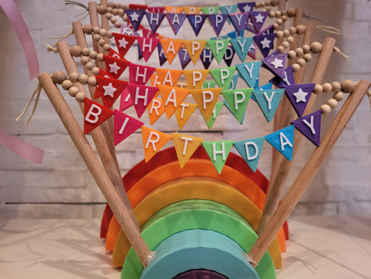 glücklich geburtstag abc ammer flagge wimpel kette wimpelkette by kunst design 3d drucker zubehör wimpel kuchen topper caketopper hochzeit diy selbstgemacht handgemacht party kinder 3d print model - Mito3D