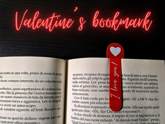 valentine's love bookmark by ilab 3d hobby & diy book heart thin red girlfriend valentine day 2024 pla ultrathin i gift read no ams 3d print model - Mito3D