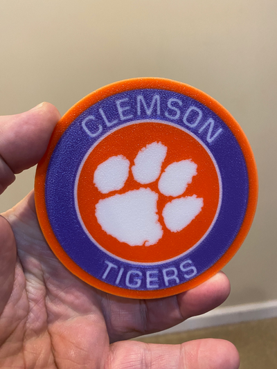 clemson tigri sottobicchiere impostato of 4 by cybr3d passatempo fai sport all'aperto calcio università birra bibita morbido bevanda 3d print model - Mito3D