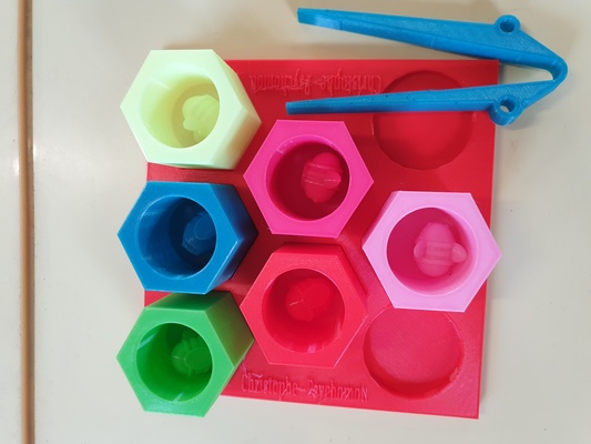 jeu des api psicomotricità by minivanbuzz giocattoli giochi tavola pince couleur manipolazione psicomotico corrispondenza 3d print model - Mito3D