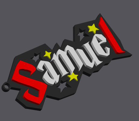 samuel nameplate keychan by carlo gatto art models 3d print model - Mito3D