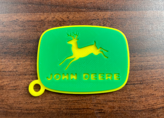 john deere porte clés 50's 60's logo by cosmok art panneaux logos deere tracteur 3d print model - Mito3D