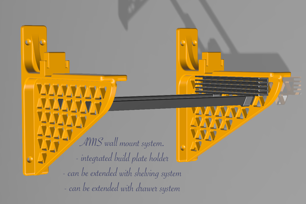 ams mur monter intégré construire assiette titulaire soutien by staprin3d 3d imprimante accessoires bambu espace rangement supporter 3d print model - Mito3D