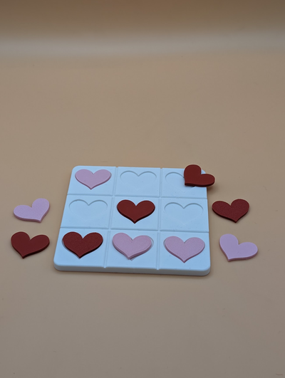 tic tac zehe valentinstag auflage by tnk331 spielzeuge spiele tafel tictactoe geschenk herz liebe spaß abspielen spiel 3d print model - Mito3D