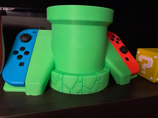 mario themed joycon drink holder remixed by nightthorn toys & games nintendo switch 3d print model - Mito3D