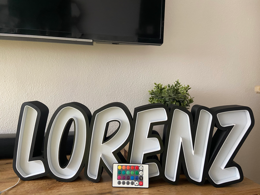 namenslampe lightbox lorenz letters by flexn-3d household decor namelamp lamp led rgb nightlight 3d print model - Mito3D