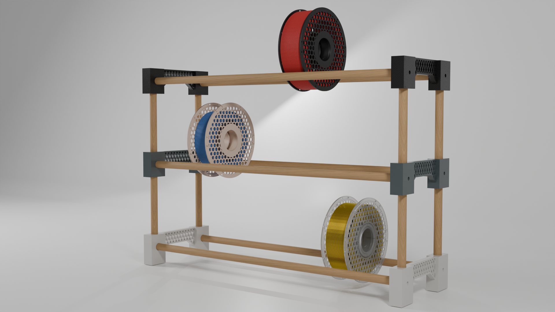 triangle modular spool rack by miker73 3d printer accessories shelf holder filament reel 3D print model - Mito3D