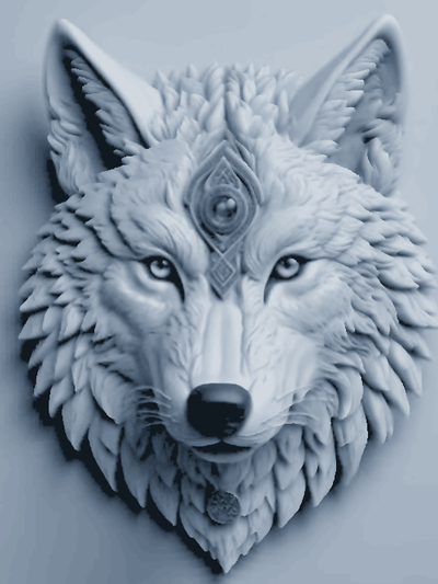 sapphire wolf - hueforge by leeroi art 2d decor wall movie jungle jack 3d print model - Mito3D