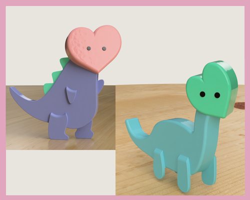 hearto rex brachio heart by nutzlos spaß kunst skulpturen liebe dino reptil niedlich herz paar hochzeit deko freund freunde zuhause haus büro schreibtisch gestalten mini valentinstag männer frau he geschenk geschenk herz 3d print model - Mito3D