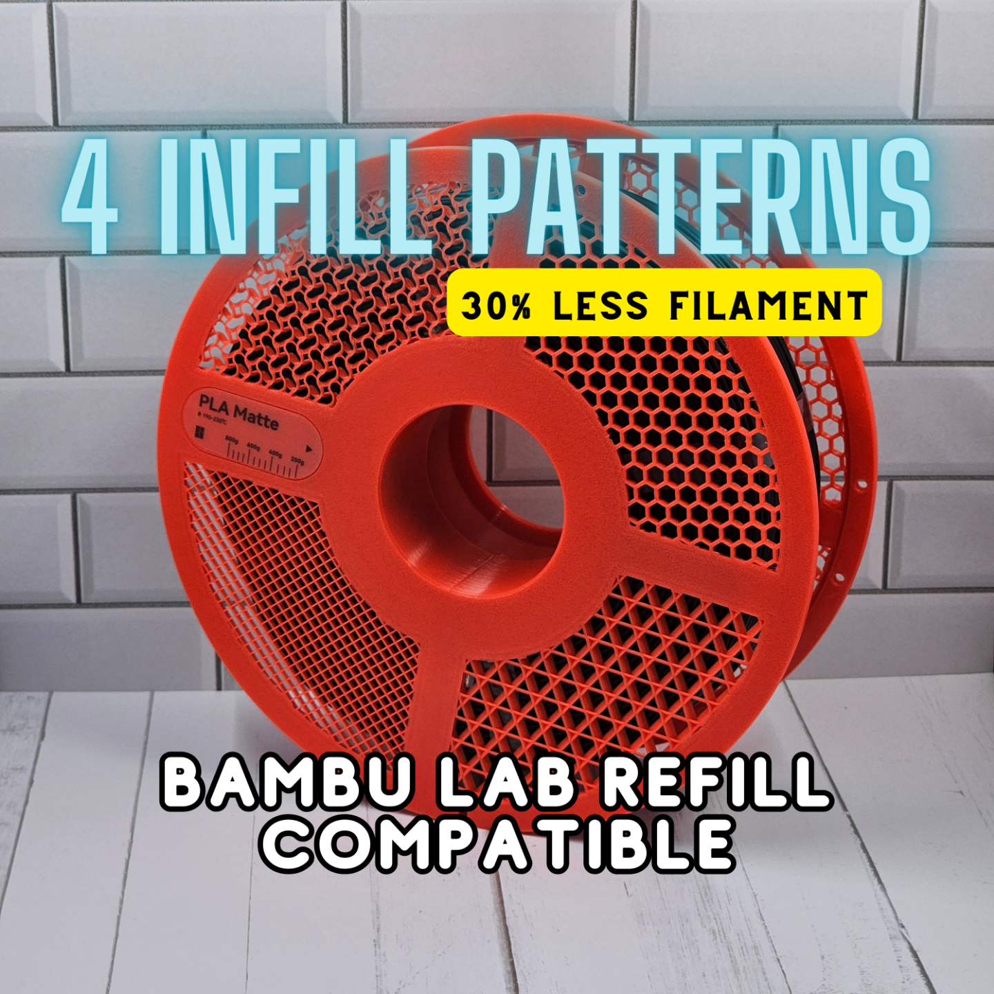 4 relleno patrones reutilizable carrete bambu laboratorio rellenar compatible filamento ahorrador remezclado by giroide 3d impresora accesorios patrón soporte recargable adaptador panal adaptado cúbico rectilíneo 3D print model - Mito3D