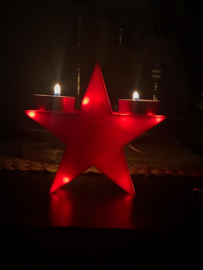 estrela 2 conduziu velas decoração by printbox casa popa vela luz suporte natal 3d print model - Mito3D