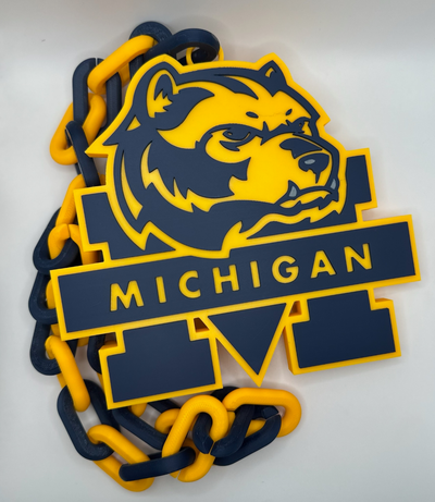 michigan glotones deportes cadena by bill robland arte señales logos fútbol universidad 3d print model - Mito3D