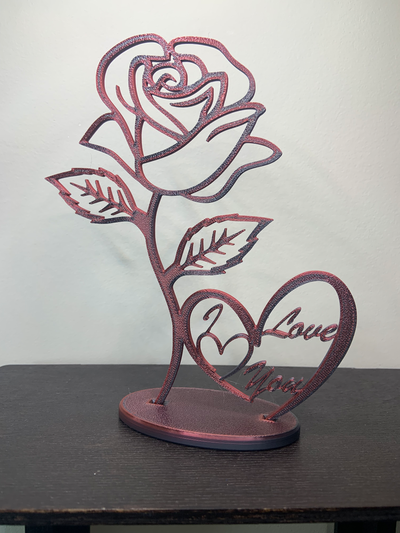 rosa i amar by lento oficina casa decoração namorados flor presente coração beijo arte projeto 3d print model - Mito3D