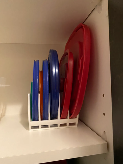tupperware lid holder remixed by klayton household house models kitchen organizer organiser 3d print model - Mito3D