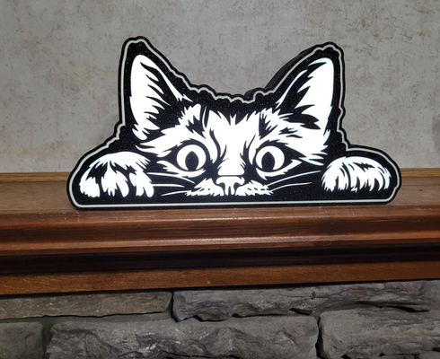 peeking cat by nostalgicprints art 2d cats wall bambu bambulab a1 led light almp lamp box lightbox kitten kitties mainecoon tabby 3d print model - Mito3D