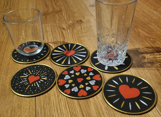 sparkling valentine heart coasters by mrjay household festivities valentijn hart coaster set untersetzer onderzetter herz valentinstag valentin 3d print model - Mito3D