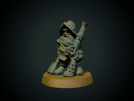 anão atirador 28mm suporte fdm amigáveis by brite minis brinquedos jogos personagens thingiverse artilheiro arcabuzeiro trovão 3d print model - Mito3D