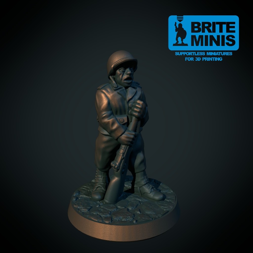 ww2 us fanteria 28mm supporto fdm amichevole by brite minis giocattoli giochi personaggi normandia thingiverse soldato d day 3D print model - Mito3D