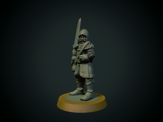 cavaleiro 28mm suporte fdm amigáveis by brite minis brinquedos jogos personagens dnd medieval martelo guerra thingiverse infantaria soldado espadachim 3d print model - Mito3D