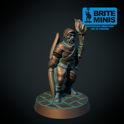 mercenário tocha 28mm suporte fdm amigáveis by brite minis brinquedos jogos personagens martelo guerra thingiverse mordheim rangersofshadowdeep soldado aventureiro guarda arqueiro velho 3d print model - Mito3D